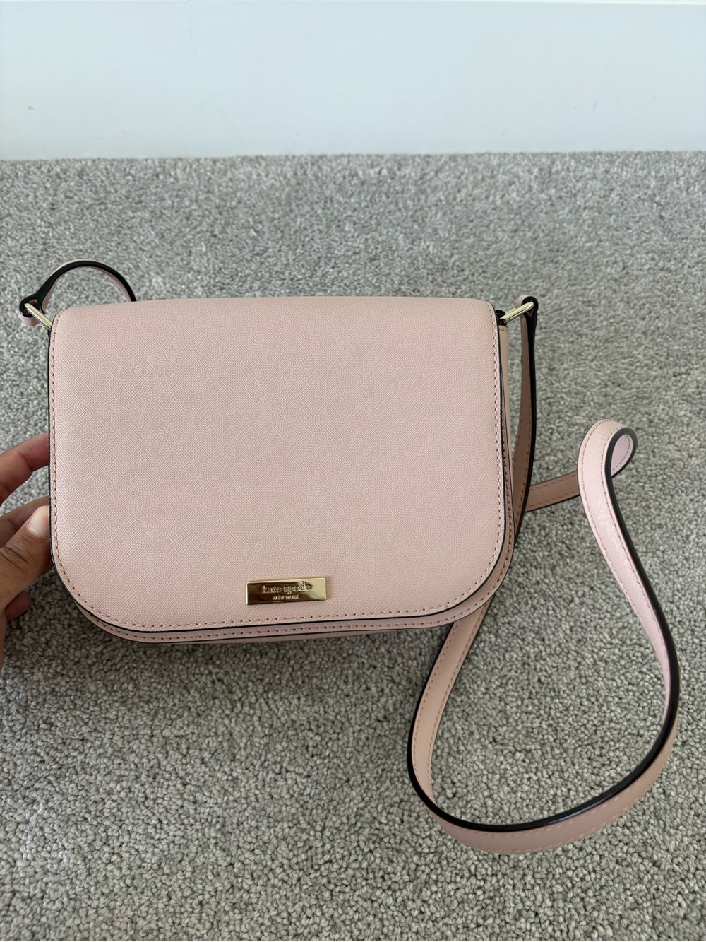 kate spade Blush Pink Leather Crossbody with Gold Plaque
